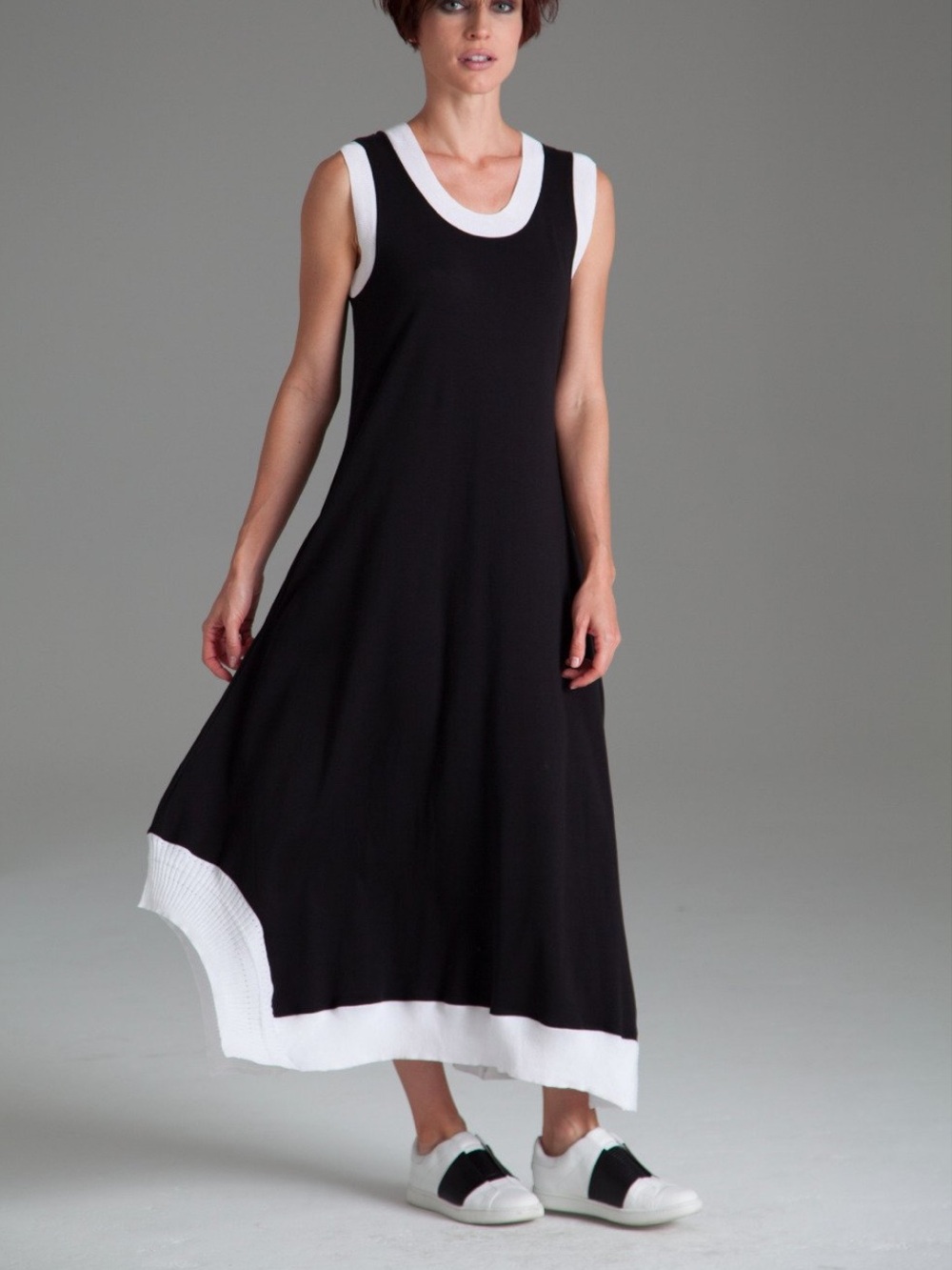 Planet By Lauren G Asymmetrical Hem Pima Cotton Maxi Dress